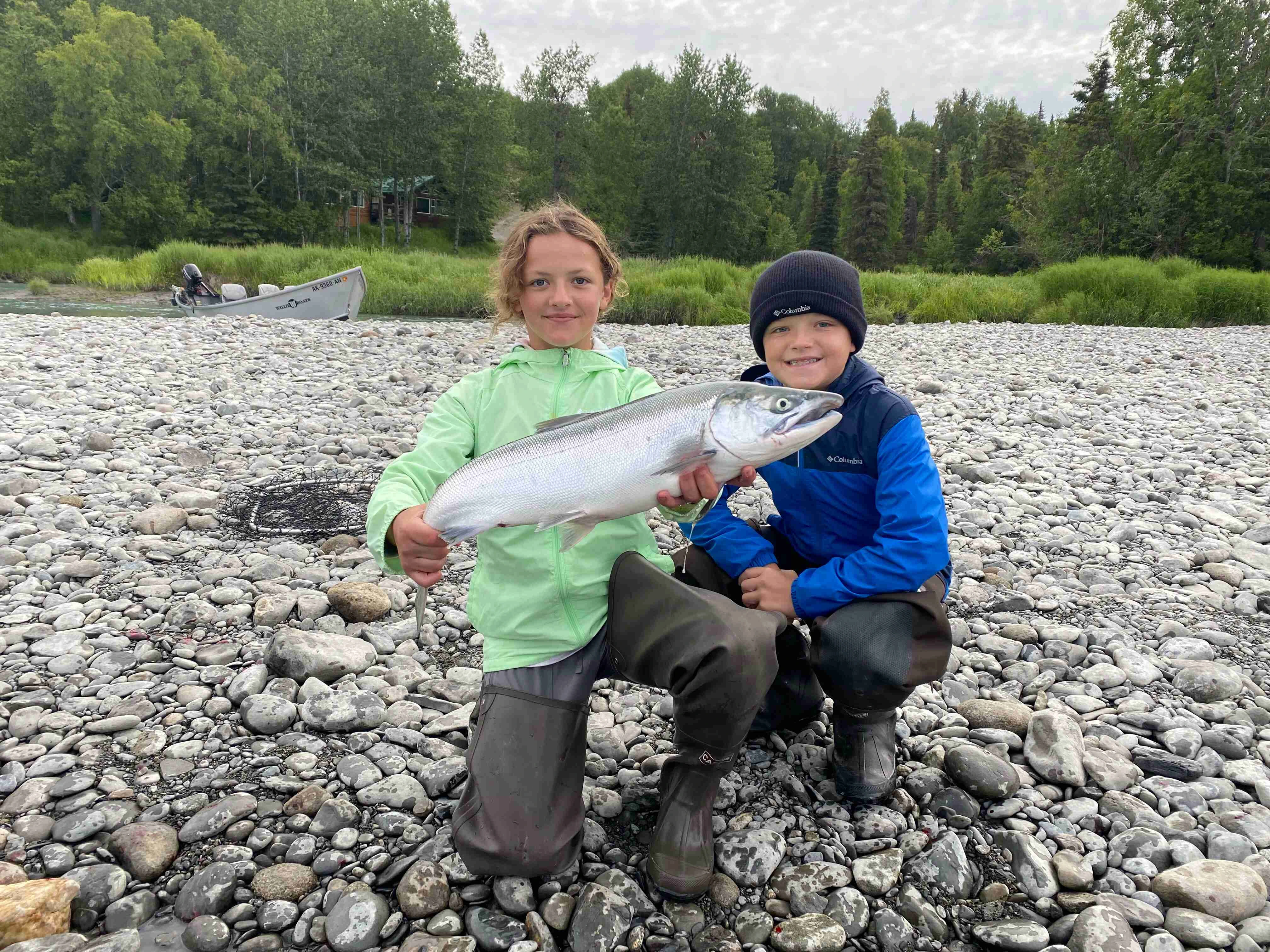 kids with fish